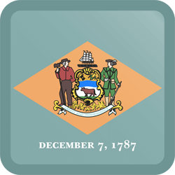 Quadratischer Button der Flagge von Delaware