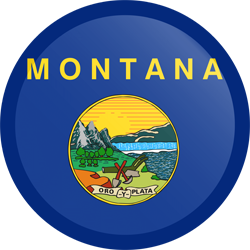 Runder Button der Flagge von Montana