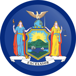 Runder Button der Flagge von New York