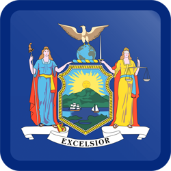 Quadratischer Button der Flagge von New York