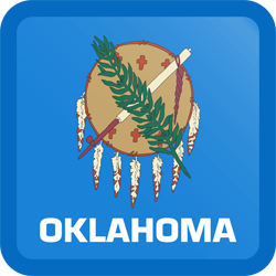 Quadratischer Button der Flagge von Oklahoma