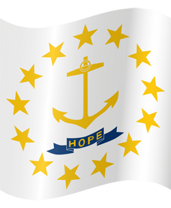 Wehend der Flagge von Rhode Island