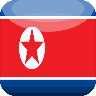 Quadratischer Button der Flagge von Nordkorea