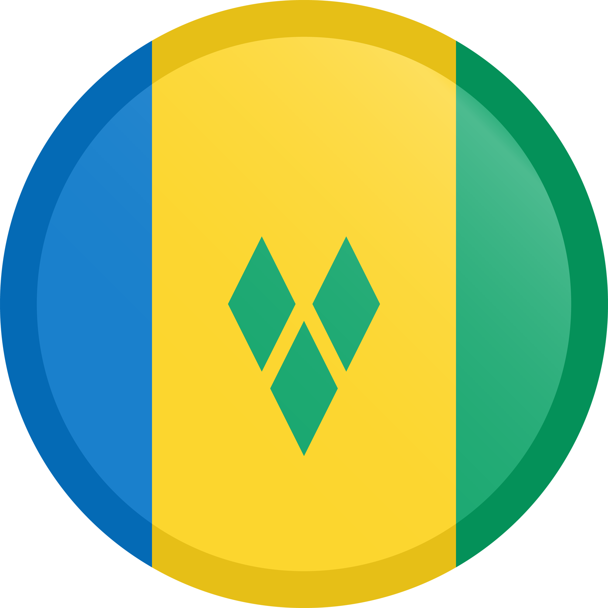 Runder Button der Flagge St. Vincents und der Grenadinen
