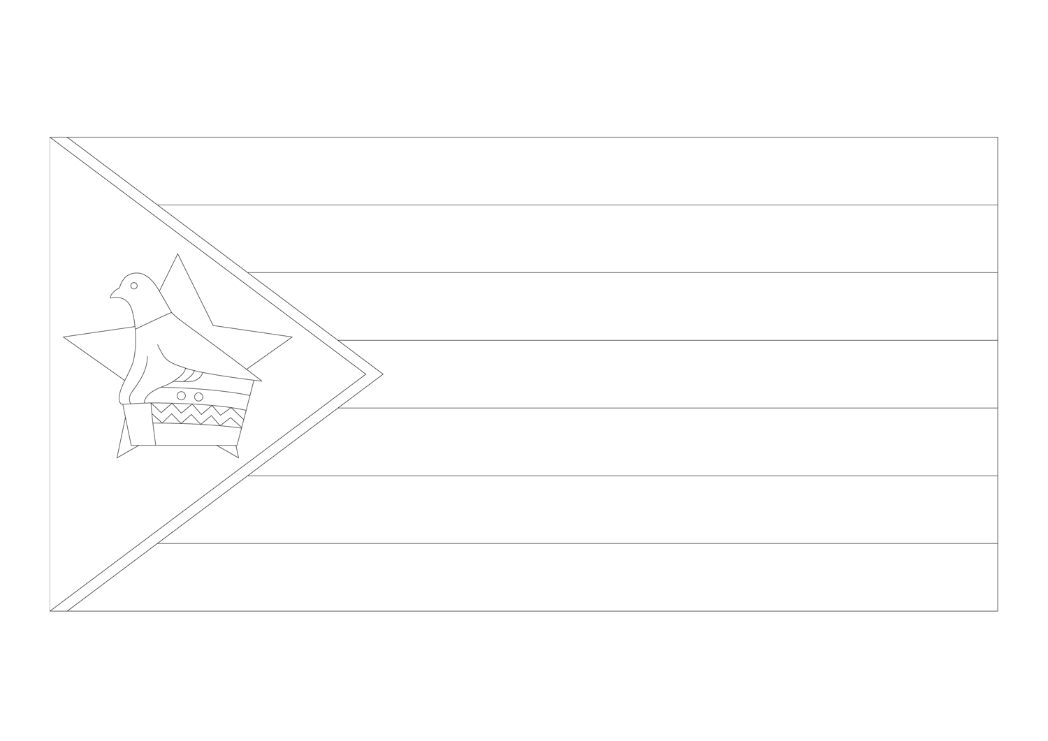 Ausmalbild der Flagge von Simbabwe